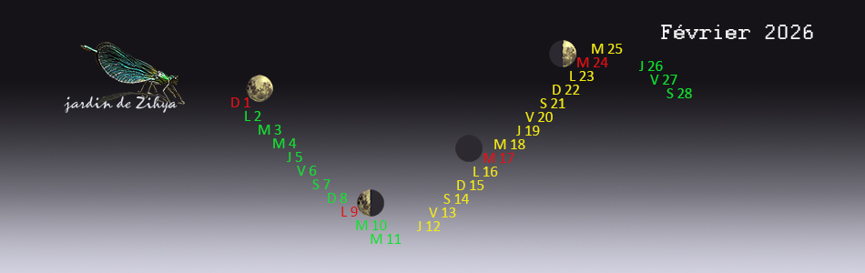 Phase de la lune en février